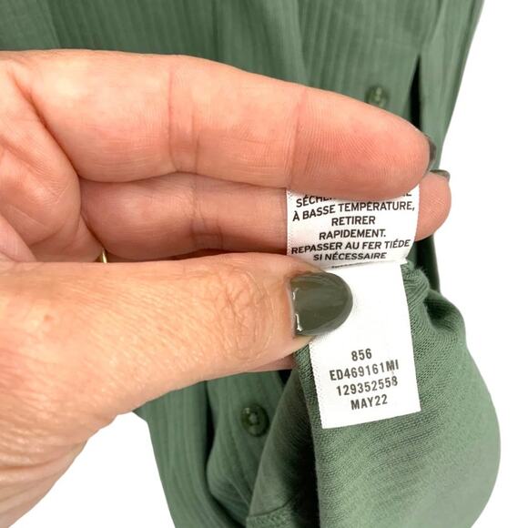 Open Edit Long Sleeve Rib Organic Cotton Blend Lounge Dress Green Size Large NWT - Picture 9 of 10